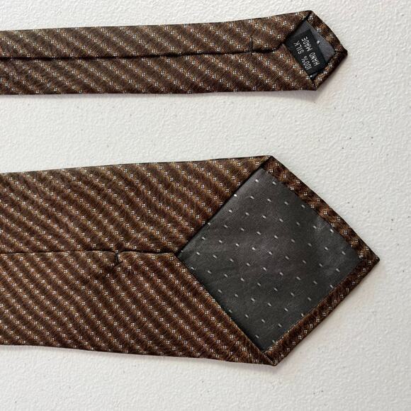 Versace Italy Silk Neck Tie Mens Handmade Brown Geometric Pattern - Picture 4 of 7
